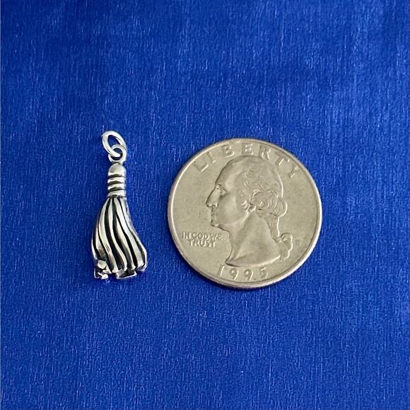Sterling Silver Graduation Tassel Charm, Sterling Silver Graduation Tassel Charm - Picture 3 of 4